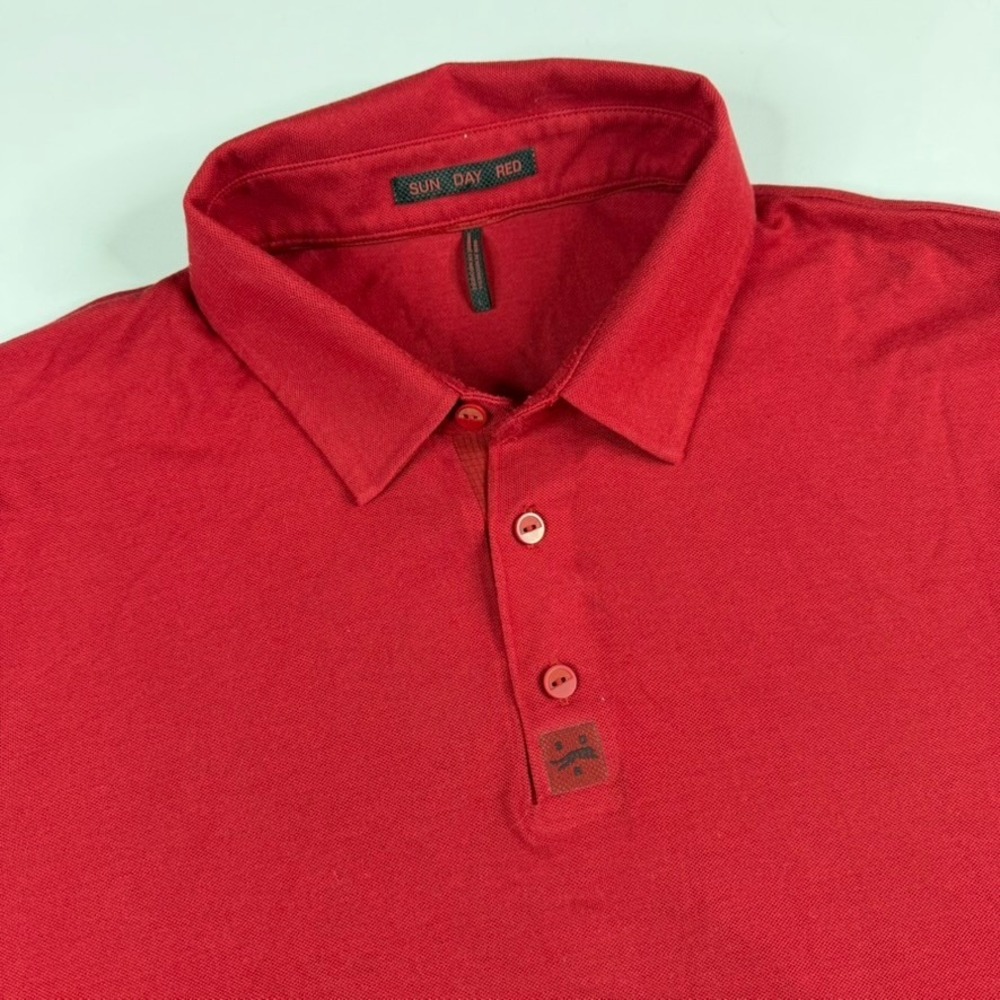 Sun Day Red Polo Shirt Mens Large Red Tiger Woods SDR Short Sleeve Golf Top